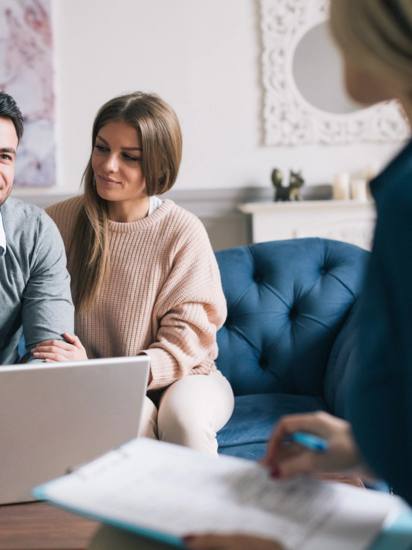 life insurance agent talking with clients